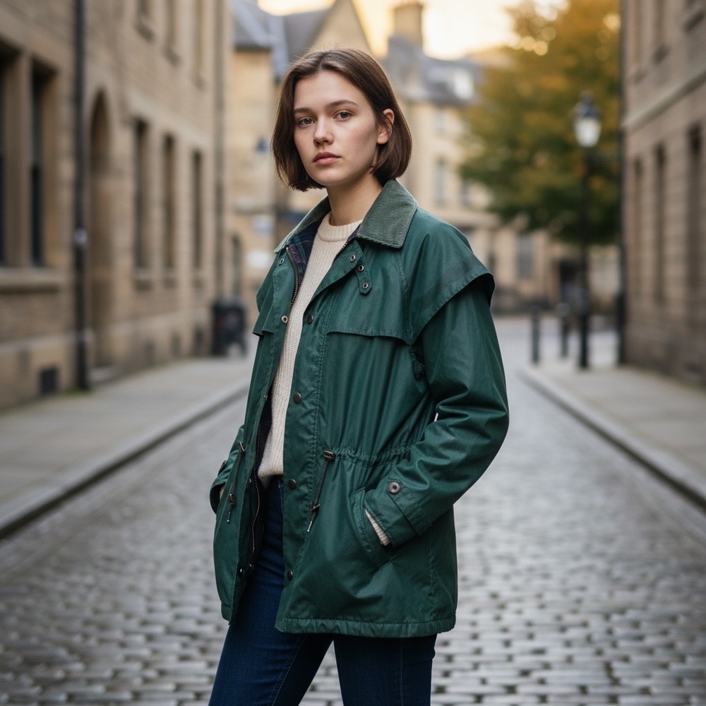 WOOLRICH VINTAGE Wool-Lined Waxed Canvas Barn Coat